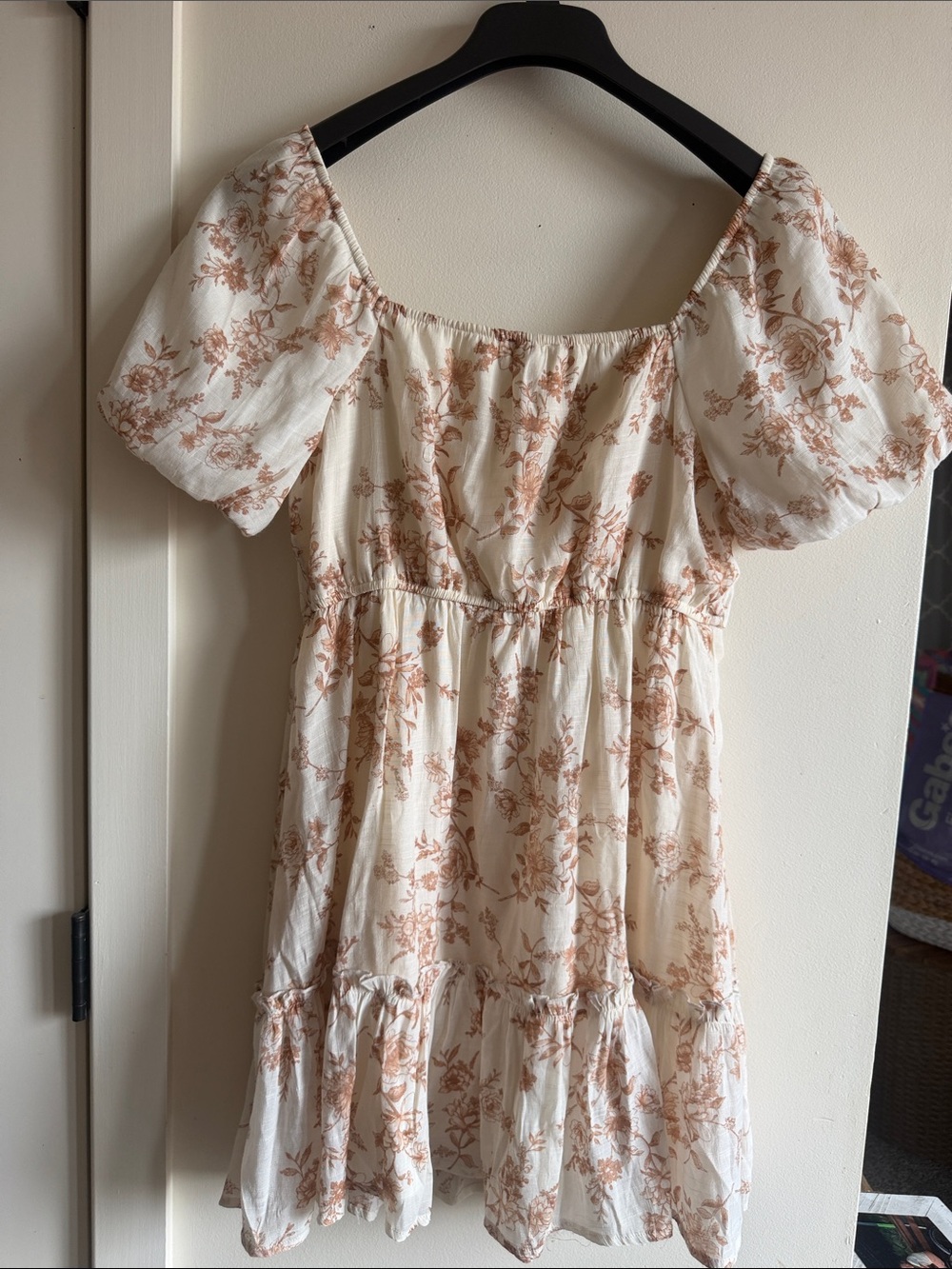 Blu Pepper Cream Mini Dress with Rust Floral Print